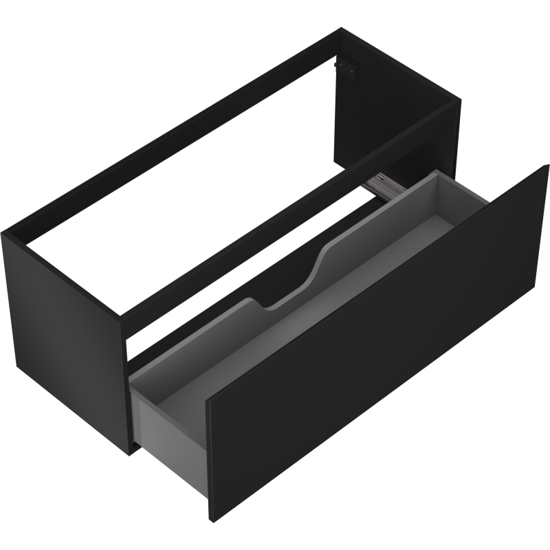 Mexen Orio vonios kambario spintelė po praustuvu 120 cm, 1 stalčius, juoda matinė - 91A10-12047-1-BF71