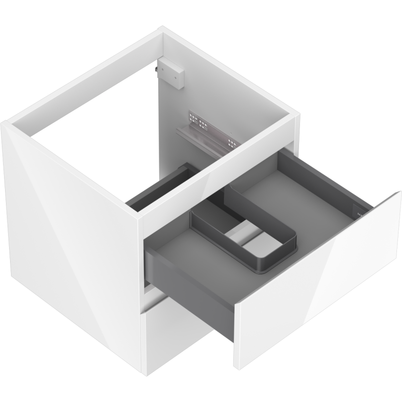 Mexen Orio vonios kambario spintelė po praustuvu 50 cm, 2 stalčiai, blizgi balta - 91A10-05047-2-BFF00