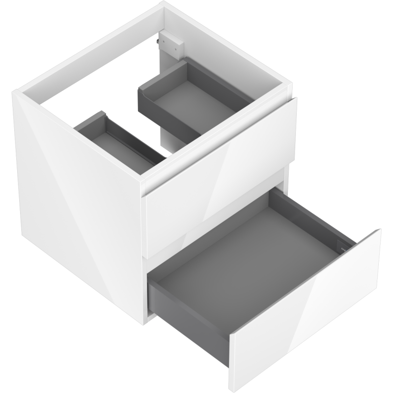 Mexen Orio vonios kambario spintelė po praustuvu 50 cm, 2 stalčiai, blizgi balta - 91A10-05047-2-BFF00