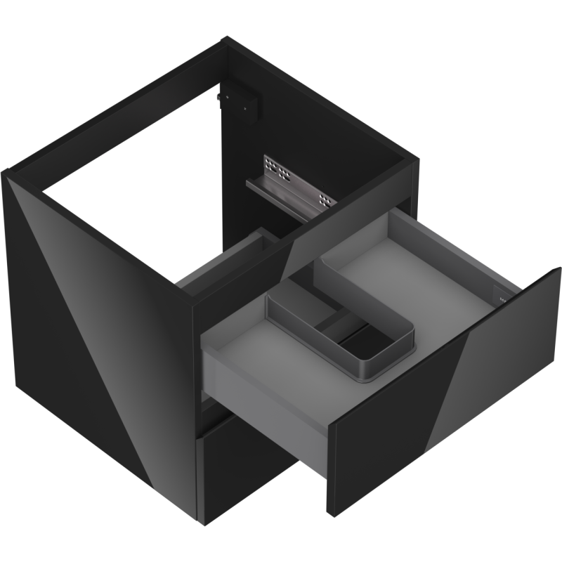 Mexen Orio vonios kambario spintelė po praustuvu 50 cm, 2 stalčiai, juodas blizgesys - 91A10-05047-2-BFF70