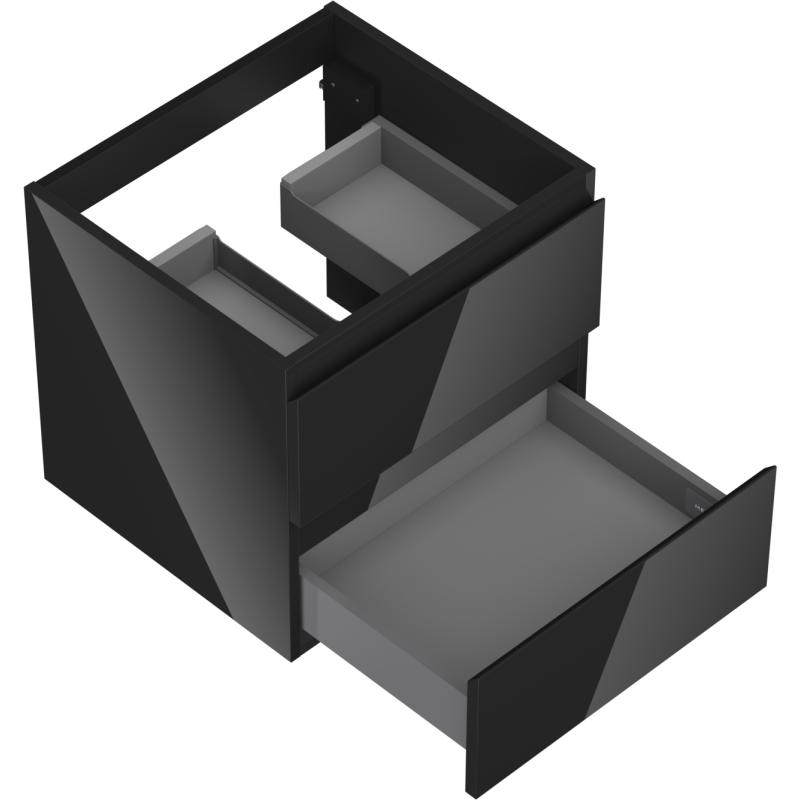 Mexen Orio vonios kambario spintelė po praustuvu 50 cm, 2 stalčiai, juodas blizgesys - 91A10-05047-2-BFF70
