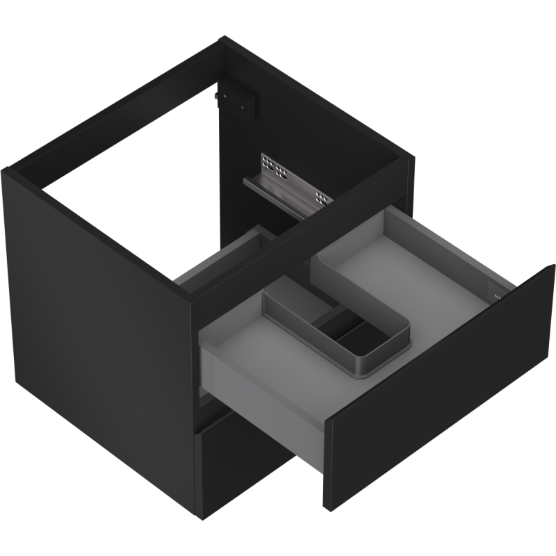 Mexen Orio vonios spintelė po praustuvu 50 cm, 2 stalčiai, juodos matinės spalvos - 91A10-05047-2-BFF71