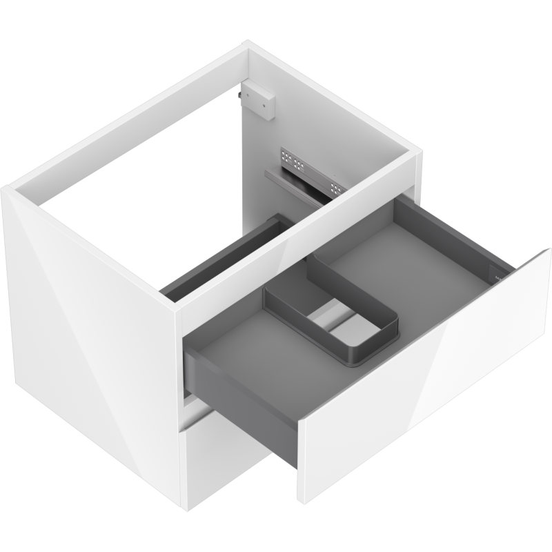 Mexen Orio vonios spintelė po praustuvu 60 cm, 2 stalčiai, balta blizgi - 91A10-06047-2-BFF00