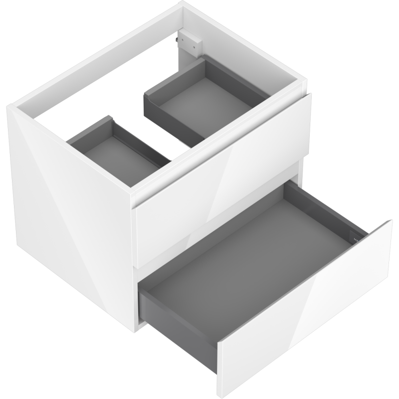 Mexen Orio vonios spintelė po praustuvu 60 cm, 2 stalčiai, balta blizgi - 91A10-06047-2-BFF00