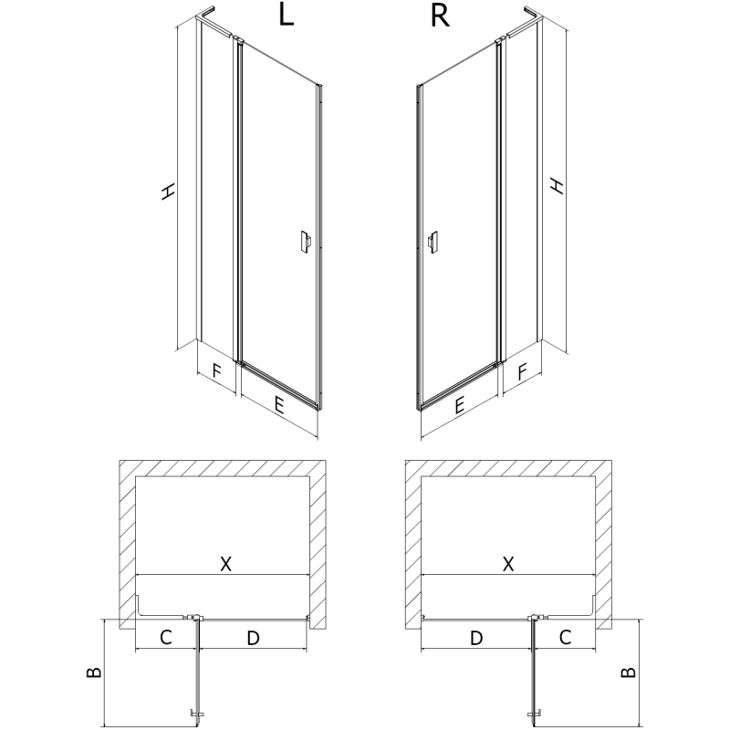Mexen Mist L dešinės pusės atidaromos dušo durys, 115 cm, juodas rėmas, juodos - 8A4L-115-000-70-70-P