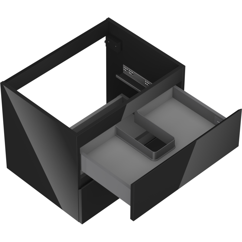 Mexen Orio vonios kambario spintelė po praustuvu 60 cm, 2 stalčiai, juodas blizgesys - 91A10-06047-2-BFF70
