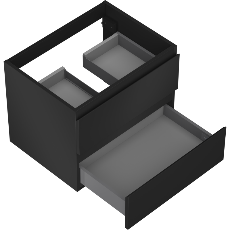 Mexen Orio vonios kambario spintelė po praustuvu 60 cm, 2 stalčiai, juoda mat - 91A10-06047-2-BFF71