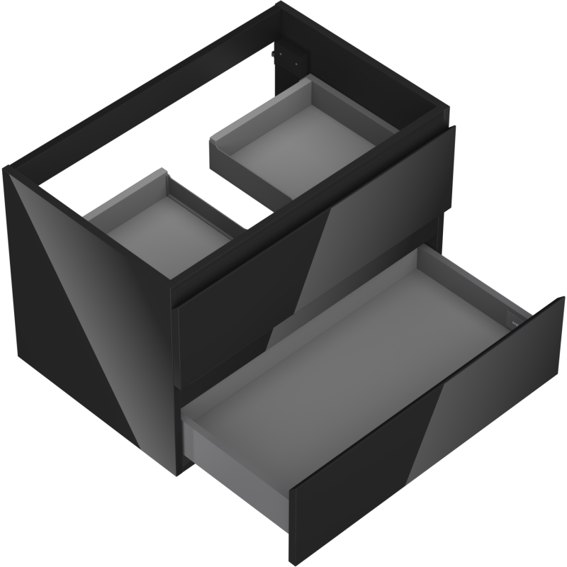 Mexen Orio vonios spintelė po kriaukle 70 cm, 2 stalčiai, juodas blizgesys - 91A10-07047-2-BFF70