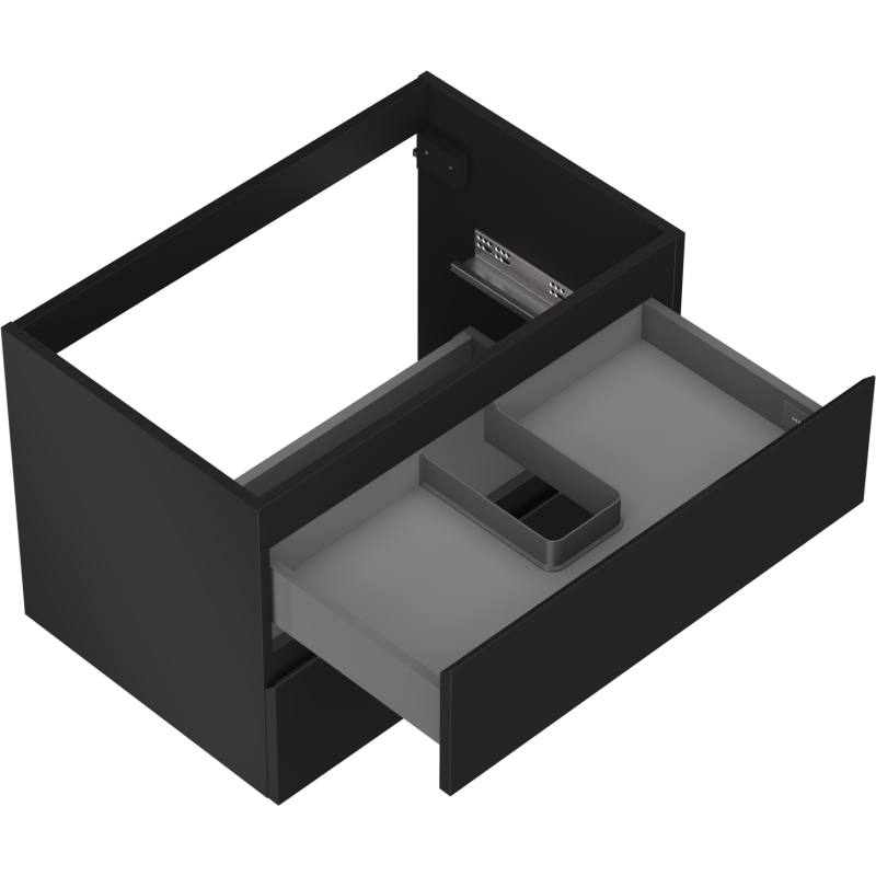 Mexen Orio vonios kambario spintelė po praustuvu 70 cm, 2 stalčiai, juoda matinė - 91A10-07047-2-BFF71