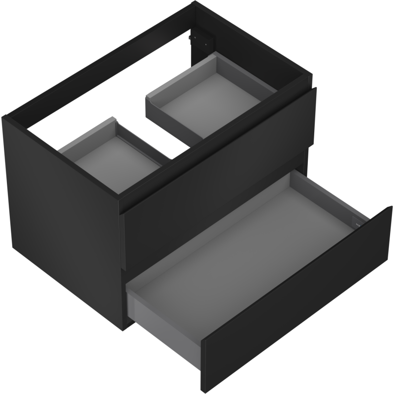 Mexen Orio vonios kambario spintelė po praustuvu 70 cm, 2 stalčiai, juoda matinė - 91A10-07047-2-BFF71