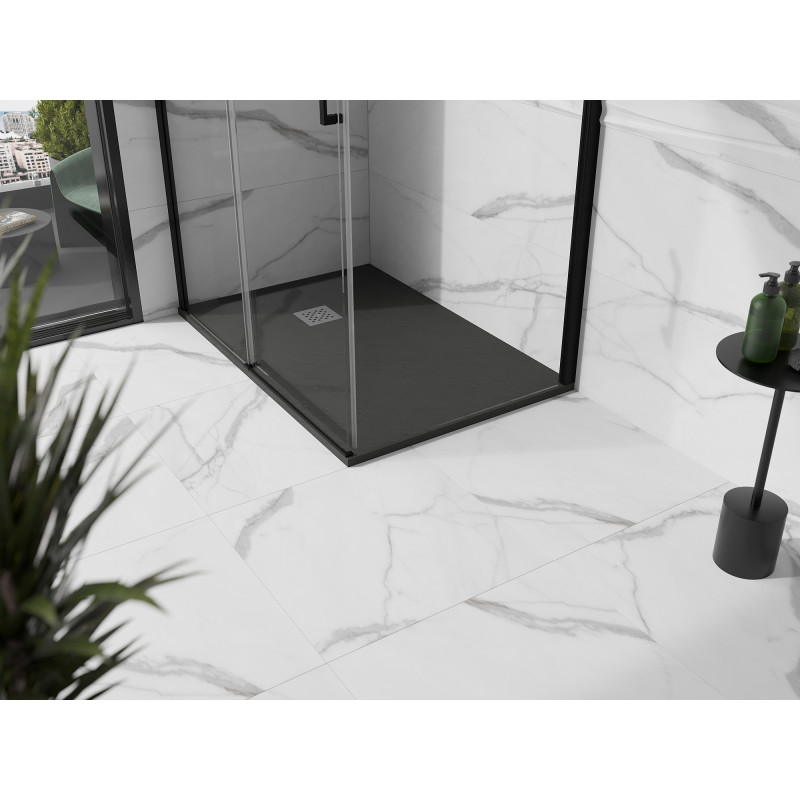 Mexen Stone+ stačiakampė kompozitinė dušo padėklas 90 x 70 cm, antracitas - 44717090