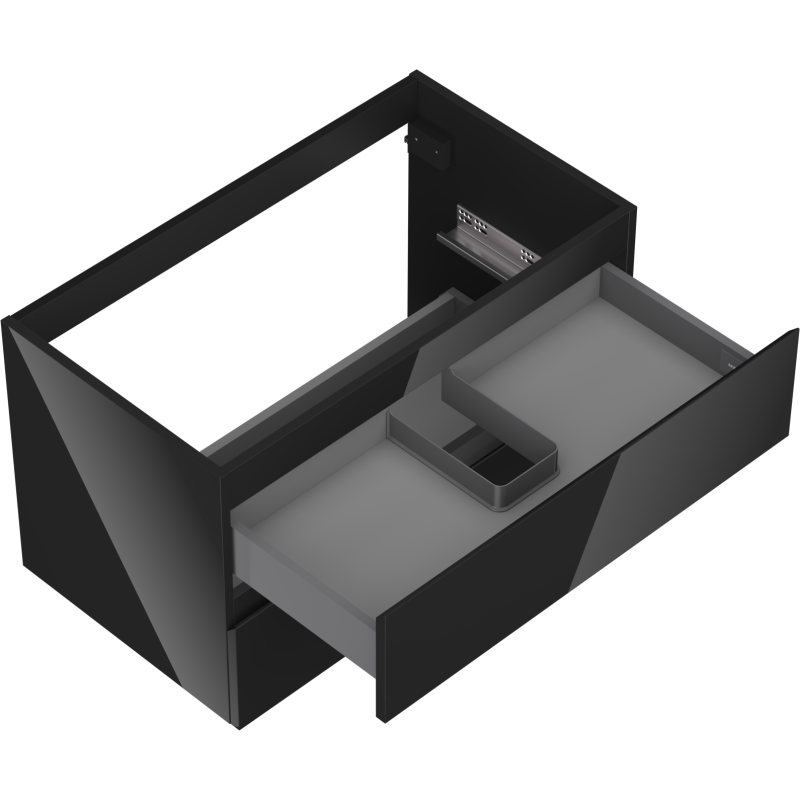 Mexen Orio vonios spintelė po praustuvu 80 cm, 2 stalčiai, juodas blizgesys - 91A10-08047-2-BFF70