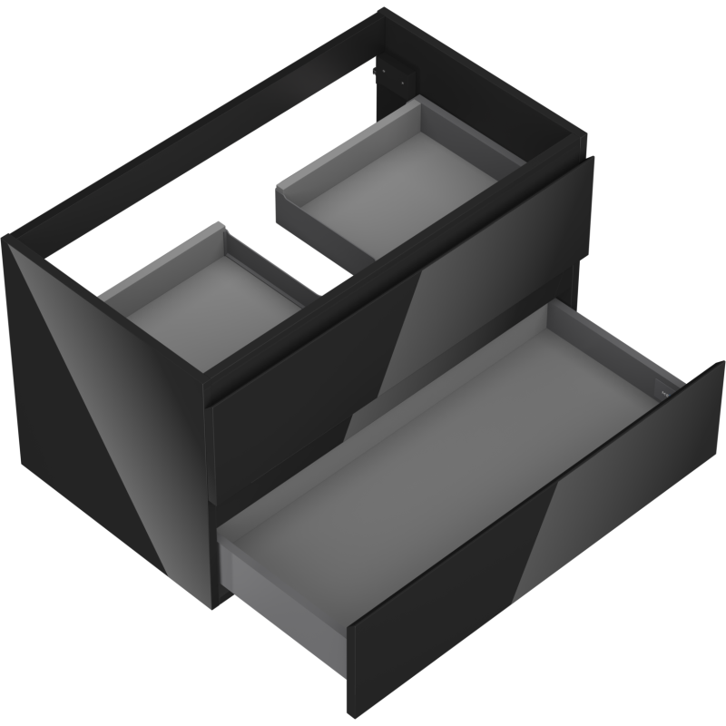 Mexen Orio vonios spintelė po praustuvu 80 cm, 2 stalčiai, juodas blizgesys - 91A10-08047-2-BFF70