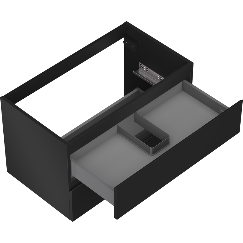Mexen Orio vonios kambario spintelė po praustuvu 80 cm, 2 stalčiai, juoda matinė - 91A10-08047-2-BFF71