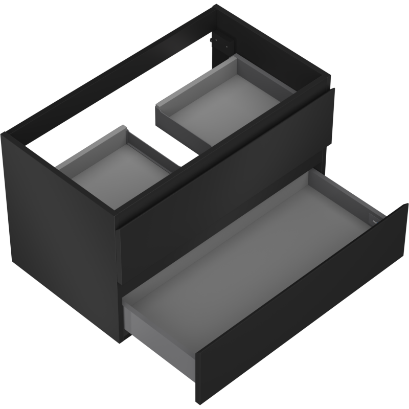 Mexen Orio vonios kambario spintelė po praustuvu 80 cm, 2 stalčiai, juoda matinė - 91A10-08047-2-BFF71