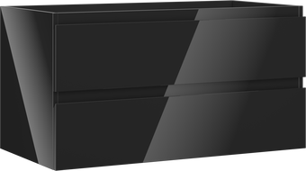Mexen Orio vonios kambario spintelė po praustuvu 90 cm, 2 stalčiai, juodas blizgesys - 91A10-09047-2-BFF70