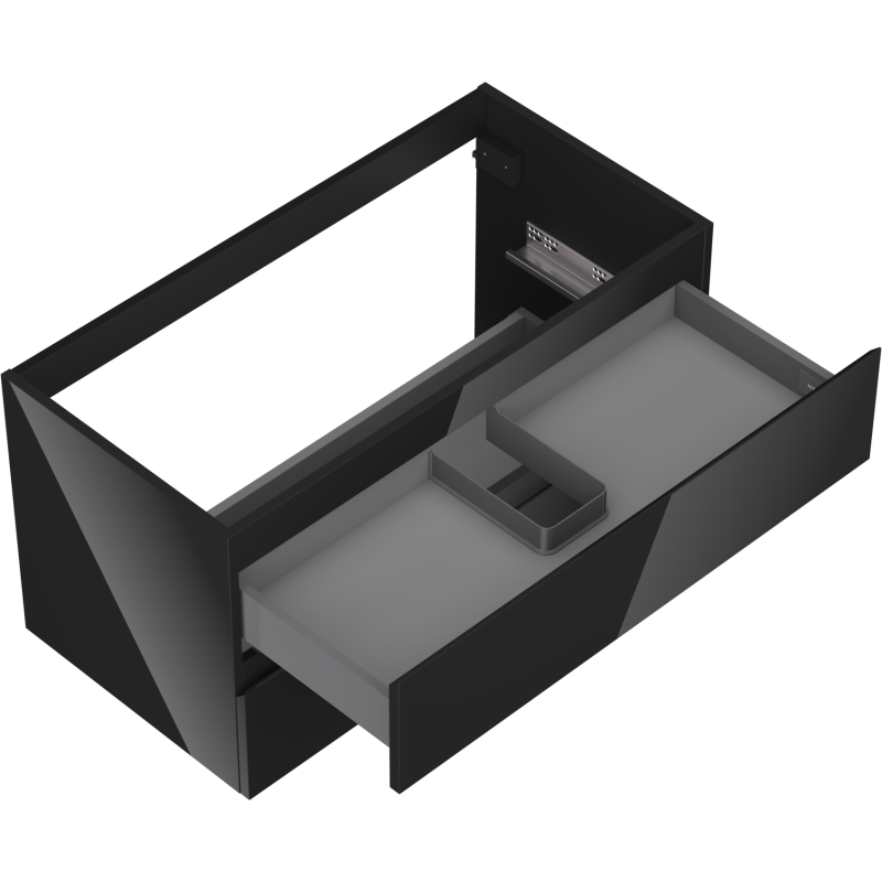 Mexen Orio vonios kambario spintelė po praustuvu 90 cm, 2 stalčiai, juodas blizgesys - 91A10-09047-2-BFF70