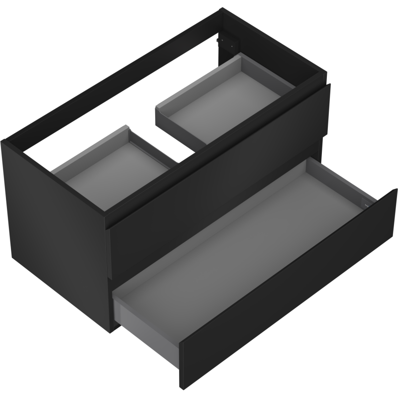 Mexen Orio vonios kambario spintelė po praustuvo 90 cm, 2 stalčiai, juoda matinė - 91A10-09047-2-BFF71