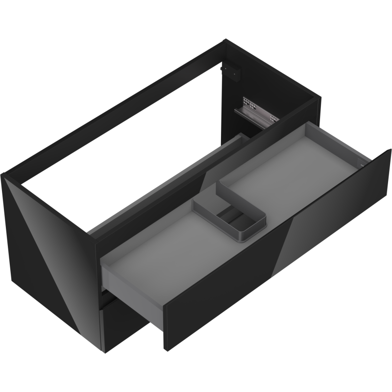 Mexen Orio vonios spintelė po praustuvu 100 cm, 2 stalčiai, juoda blizgi - 91A10-10047-2-BFF70