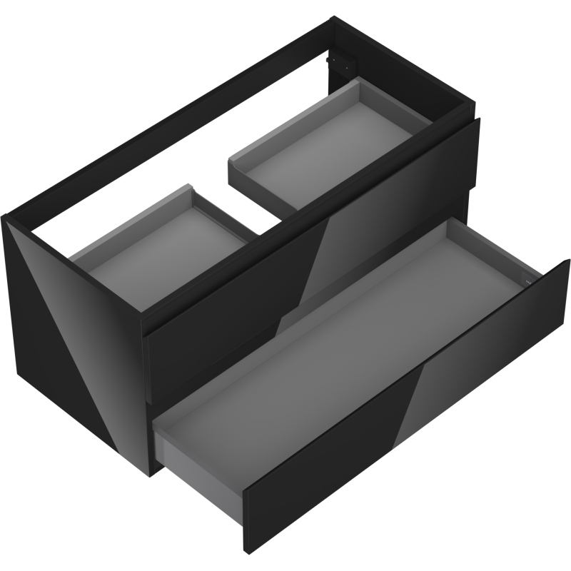 Mexen Orio vonios spintelė po praustuvu 100 cm, 2 stalčiai, juoda blizgi - 91A10-10047-2-BFF70