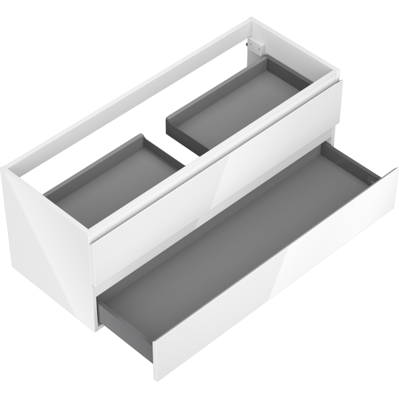 Mexen Orio vonios spintelė po praustuvu 120 cm, 2 stalčiai, blizgi balta - 91A10-12047-2-BFF00