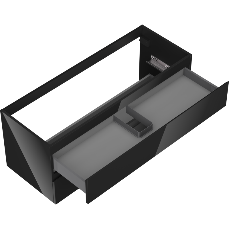 Mexen Orio vonios spintelė po praustuvu 120 cm, 2 stalčiai, juodas blizgus - 91A10-12047-2-BFF70