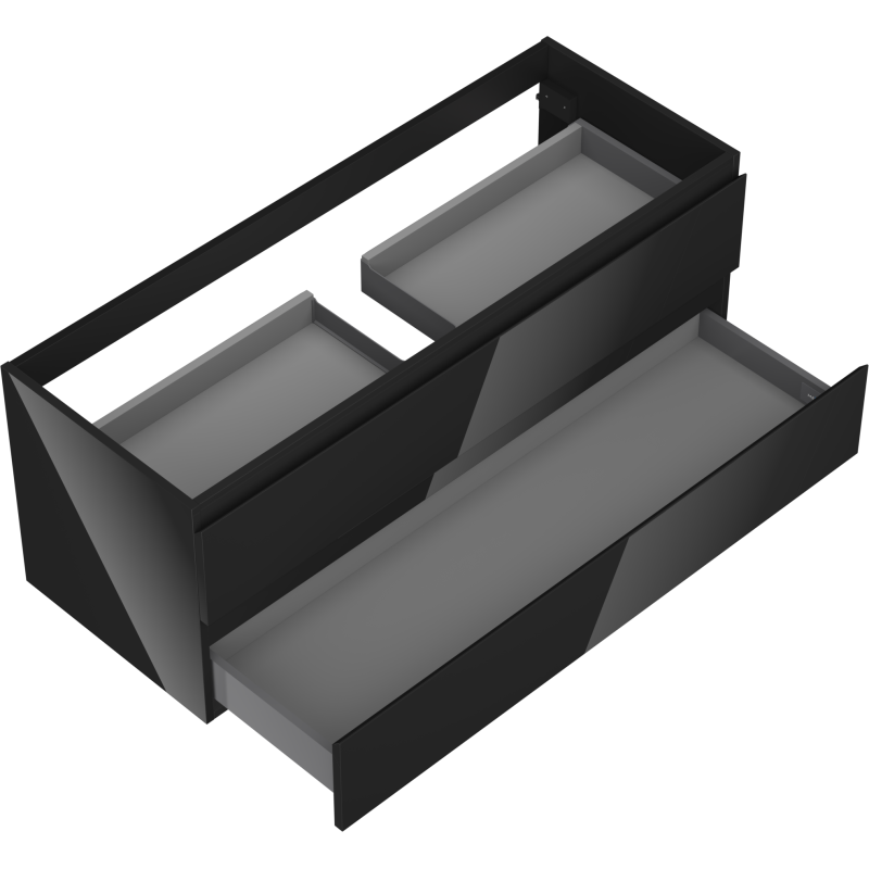 Mexen Orio vonios spintelė po praustuvu 120 cm, 2 stalčiai, juodas blizgus - 91A10-12047-2-BFF70
