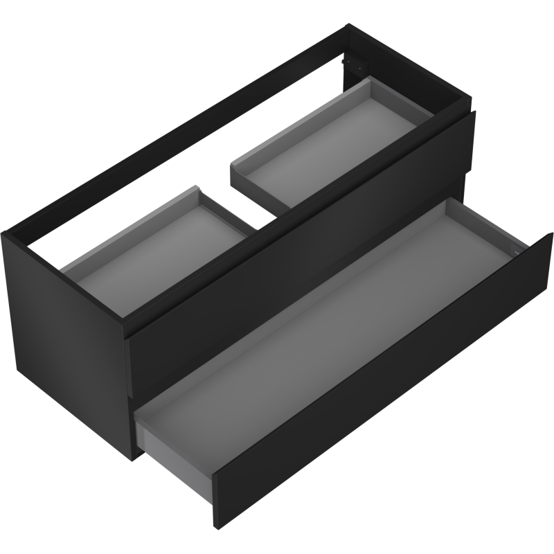 Mexen Orio vonios spintelė po praustuvu 120 cm, 2 stalčiai, juoda matinė - 91A10-12047-2-BFF71