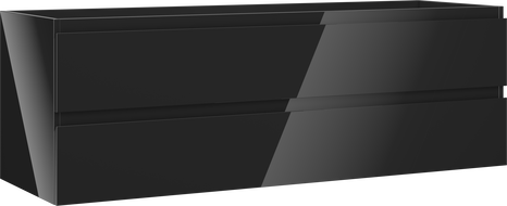 Mexen Orio vonios spintelė po praustuvu 140 cm, 2 stalčiai, juoda blizgi - 91A10-14047-2-BFF70