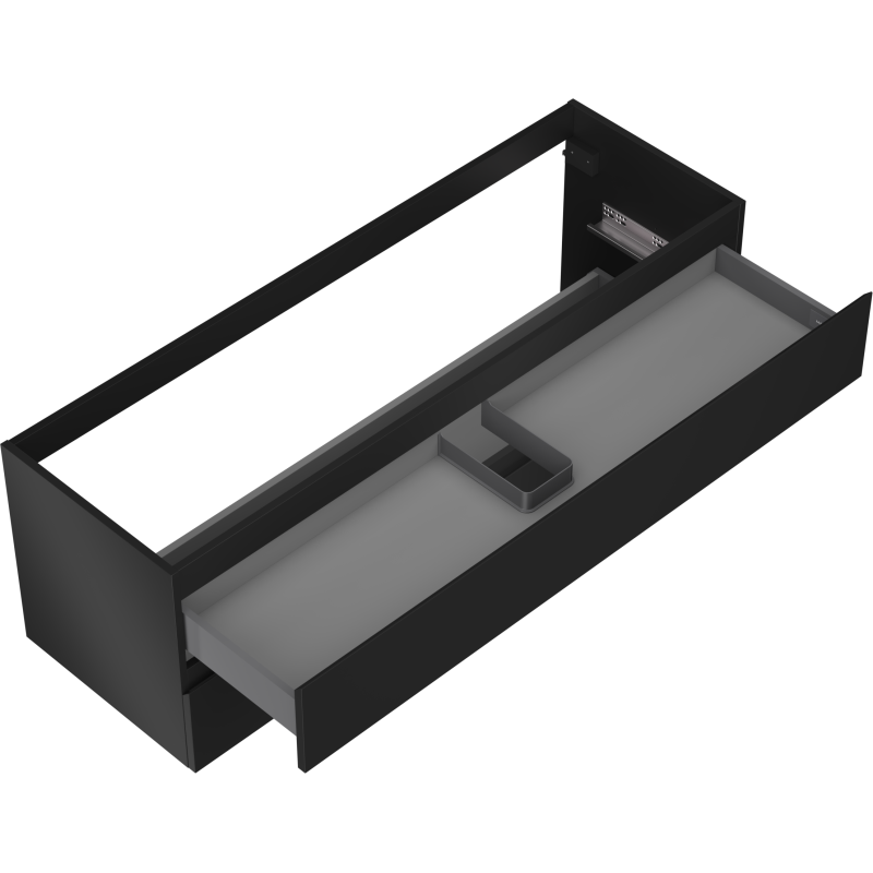 Mexen Orio Vonios Spintelė po Praustuvu 140 cm, 2 Stalčiai, Juoda Matinė - 91A10-14047-2-BFF71