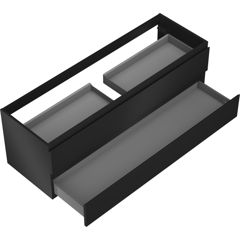 Mexen Orio Vonios Spintelė po Praustuvu 140 cm, 2 Stalčiai, Juoda Matinė - 91A10-14047-2-BFF71