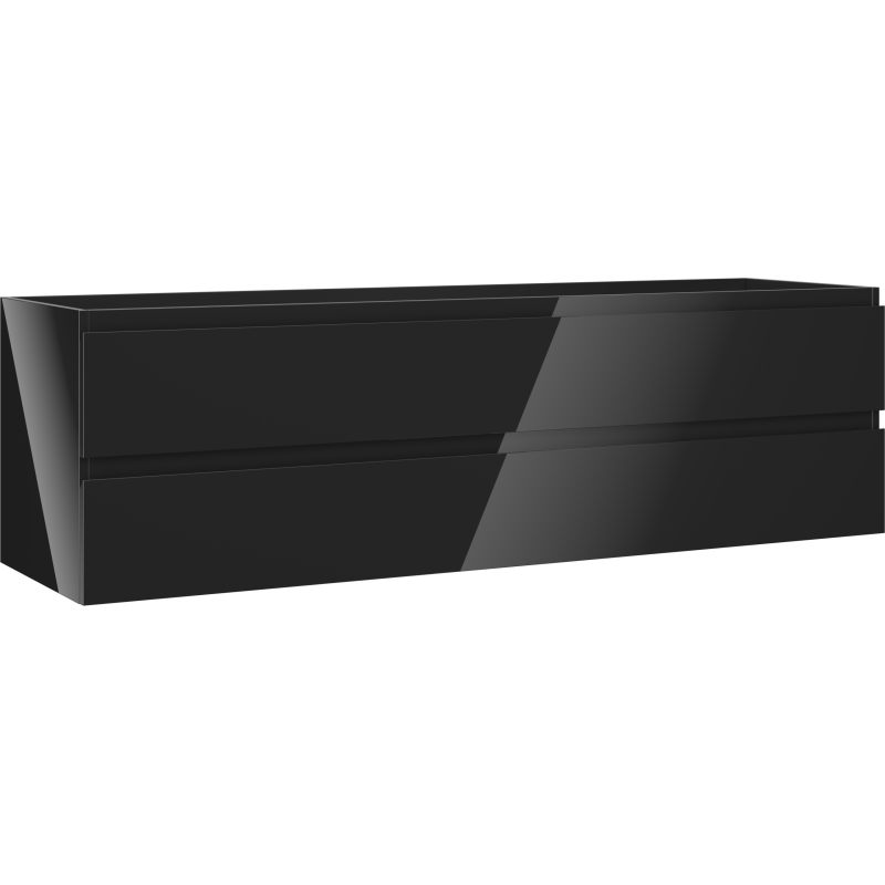 Mexen Orio vonios kambario spintelė po praustuvu 160 cm, 2 stalčiai, juoda blizgi - 91A10-16047-2-BFF70