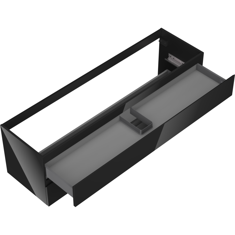 Mexen Orio vonios kambario spintelė po praustuvu 160 cm, 2 stalčiai, juoda blizgi - 91A10-16047-2-BFF70