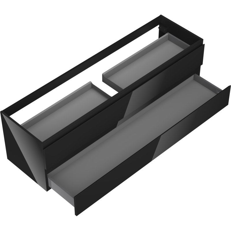 Mexen Orio vonios kambario spintelė po praustuvu 160 cm, 2 stalčiai, juoda blizgi - 91A10-16047-2-BFF70