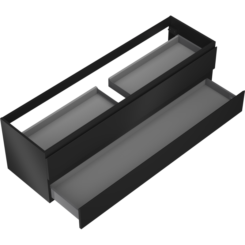 Mexen Orio vonios spintelė po praustuvu 160 cm, 2 stalčiai, juoda matinė - 91A10-16047-2-BFF71