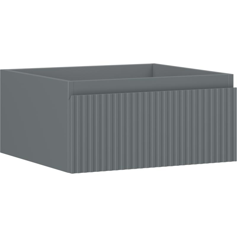 Mexen Rivel vonios kambario spintelė po praustuvu 50 cm, 1 stalčius, griovelėmis, matinė grafito spalva - 91A20-05023-1-BF66