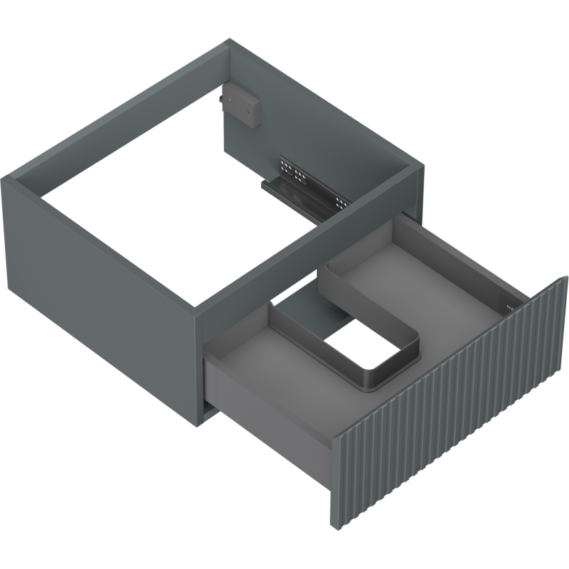 Mexen Rivel vonios kambario spintelė po praustuvu 50 cm, 1 stalčius, griovelėmis, matinė grafito spalva - 91A20-05023-1-BF66