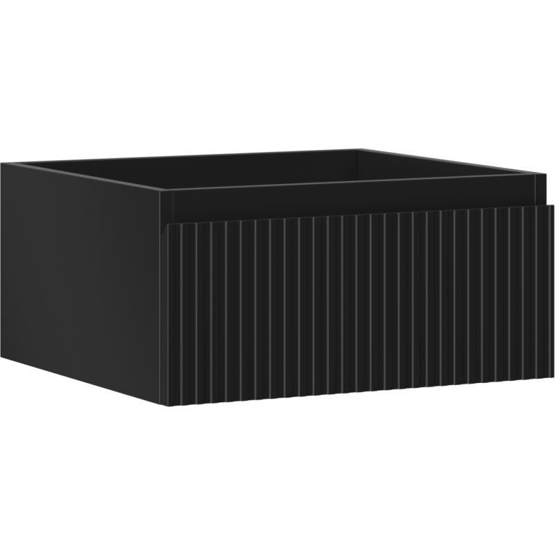 Mexen Rivel vonios kambario spintelė po kriaukle 50 cm, 1 stalčius, rifliuotas, juodas matinis - 91A20-05023-1-BF71