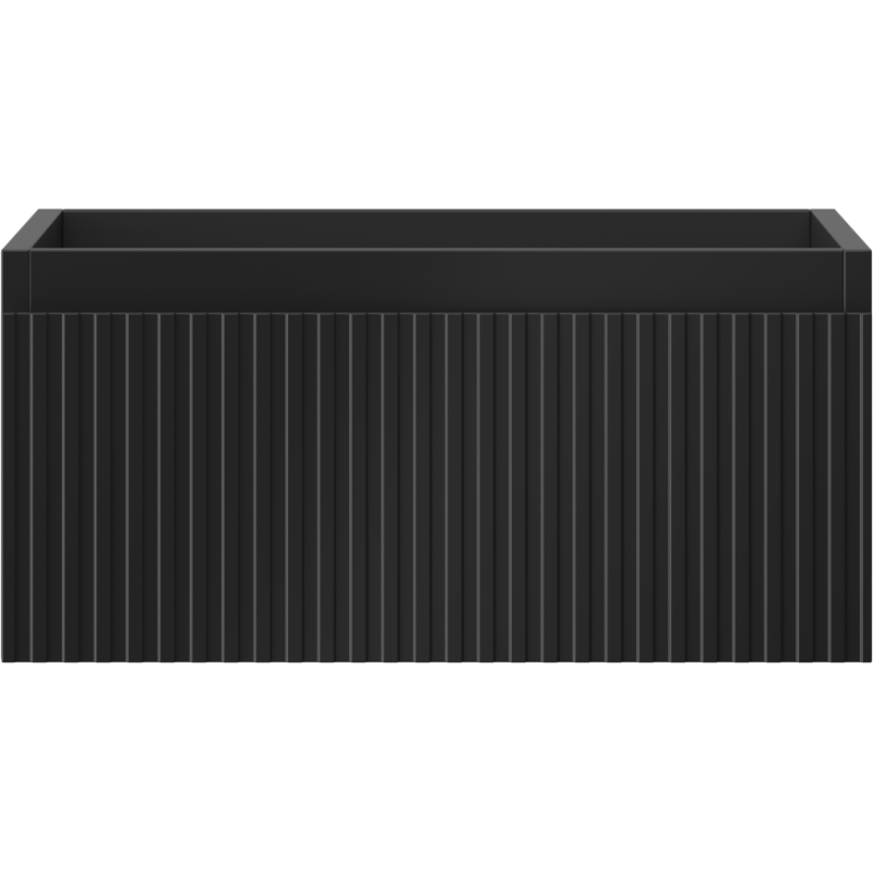 Mexen Rivel vonios kambario spintelė po kriaukle 50 cm, 1 stalčius, rifliuotas, juodas matinis - 91A20-05023-1-BF71