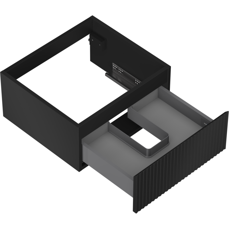 Mexen Rivel vonios kambario spintelė po kriaukle 50 cm, 1 stalčius, rifliuotas, juodas matinis - 91A20-05023-1-BF71