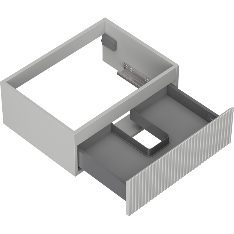Mexen Rivel vonios spintelė po kriaukle 60 cm, 1 stalčius, rifliuotas, pilkas matinis - 91A20-06023-1-BF62