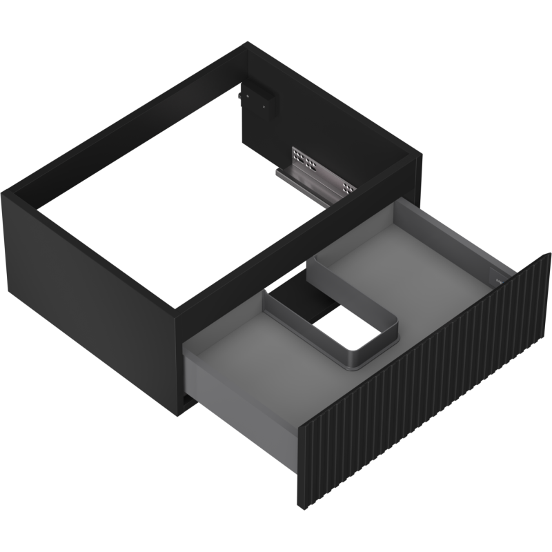 Mexen Rivel vonios spintelė po praustuvu 60 cm, 1 stalčius, grioveliais, juoda matinė - 91A20-06023-1-BF71