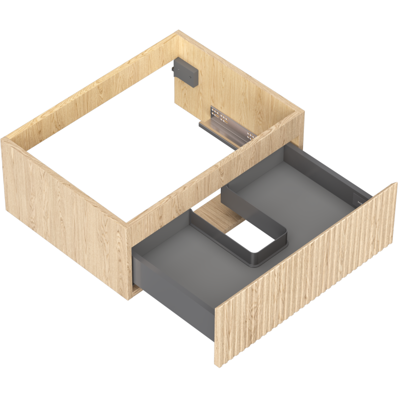 Mexen Rivel vonios spintelė po praustuvu 60 cm, 1 stalčius, gofruotas, ąžuolas - 91A20-06023-1-BF81