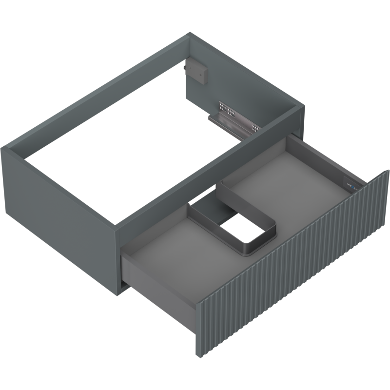 Mexen Rivel vonios spintelė po praustuvu 70 cm, 1 stalčius, rifliuota, matinė grafito spalva - 91A20-07023-1-BF66