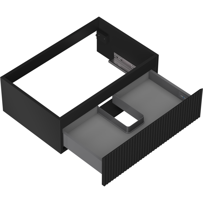 Mexen Rivel vonios spintelė po kriaukle 70 cm, 1 stalčius, gofruota, matinės grafitas - 91A20-07023-1-BF71