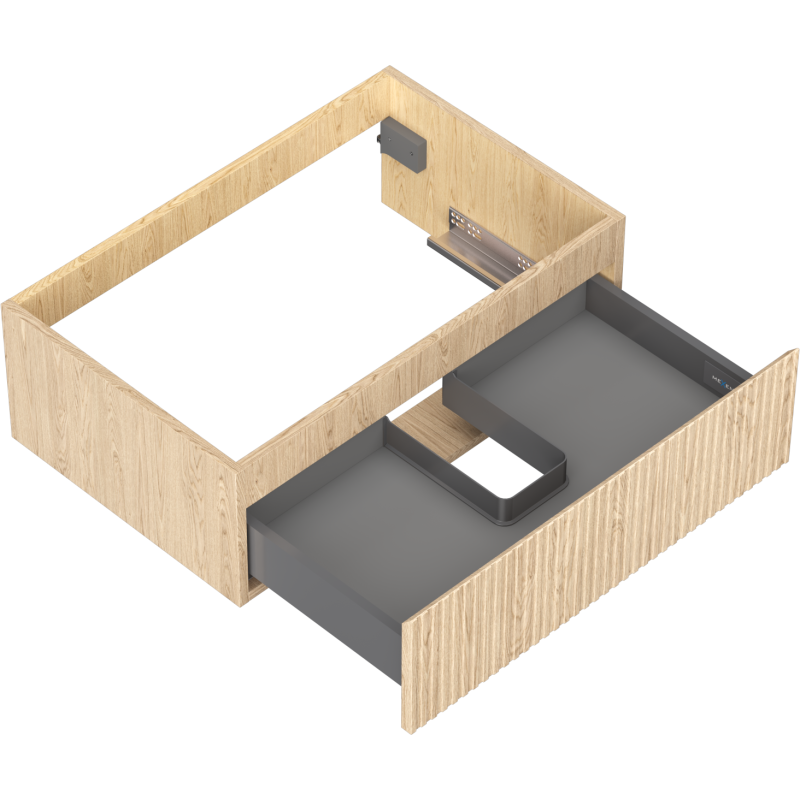 Mexen Rivel vonios spintelė po praustuvu 70 cm, 1 stalčius, rifliuota, ąžuolas - 91A20-07023-1-BF81