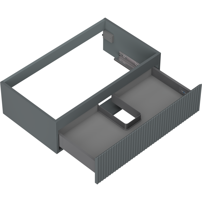 Mexen Rivel vonios kambario spintelė po praustuvu 80 cm, 1 stalčius, grioveliuota, matinė grafito - 91A20-08023-1-BF66