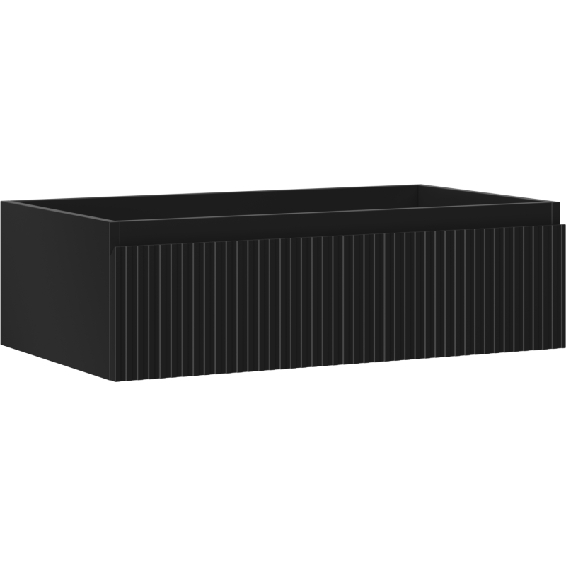 Mexen Rivel vonios spintelė po praustuvu 80 cm, 1 stalčius, grioveliais, matinė juoda - 91A20-08023-1-BF71