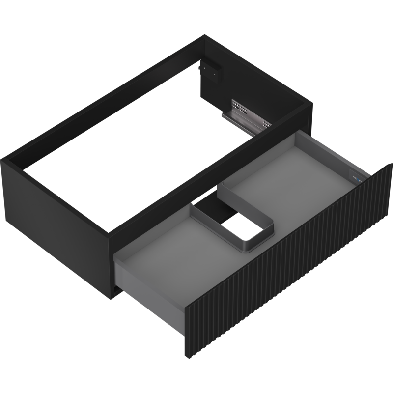 Mexen Rivel vonios spintelė po praustuvu 80 cm, 1 stalčius, grioveliais, matinė juoda - 91A20-08023-1-BF71