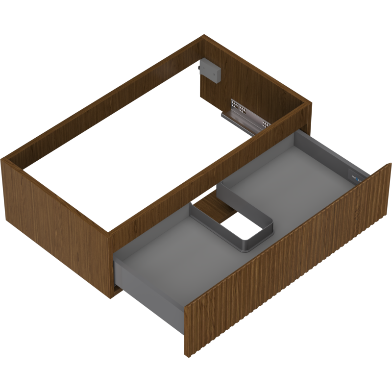 Mexen Rivel vonios kambario spintelė po praustuvu 80 cm, 1 stalčius, rifliuota, riešutmedis - 91A20-08023-1-BF86